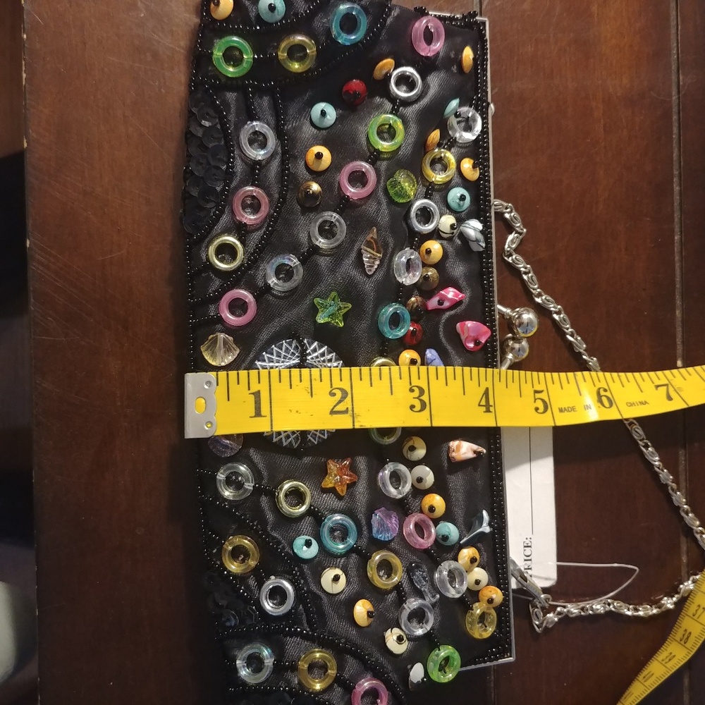 GEM Clutch Beaded Purse with Seashells T6 - Picture 6 of 9